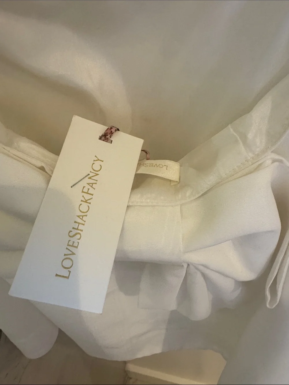 LoveShackFancy White Plunge V-Neck Mini Dress - Picture 8 of 8